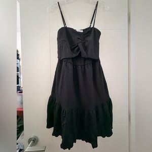 Black Spaghetti-Strap Tiered Dress